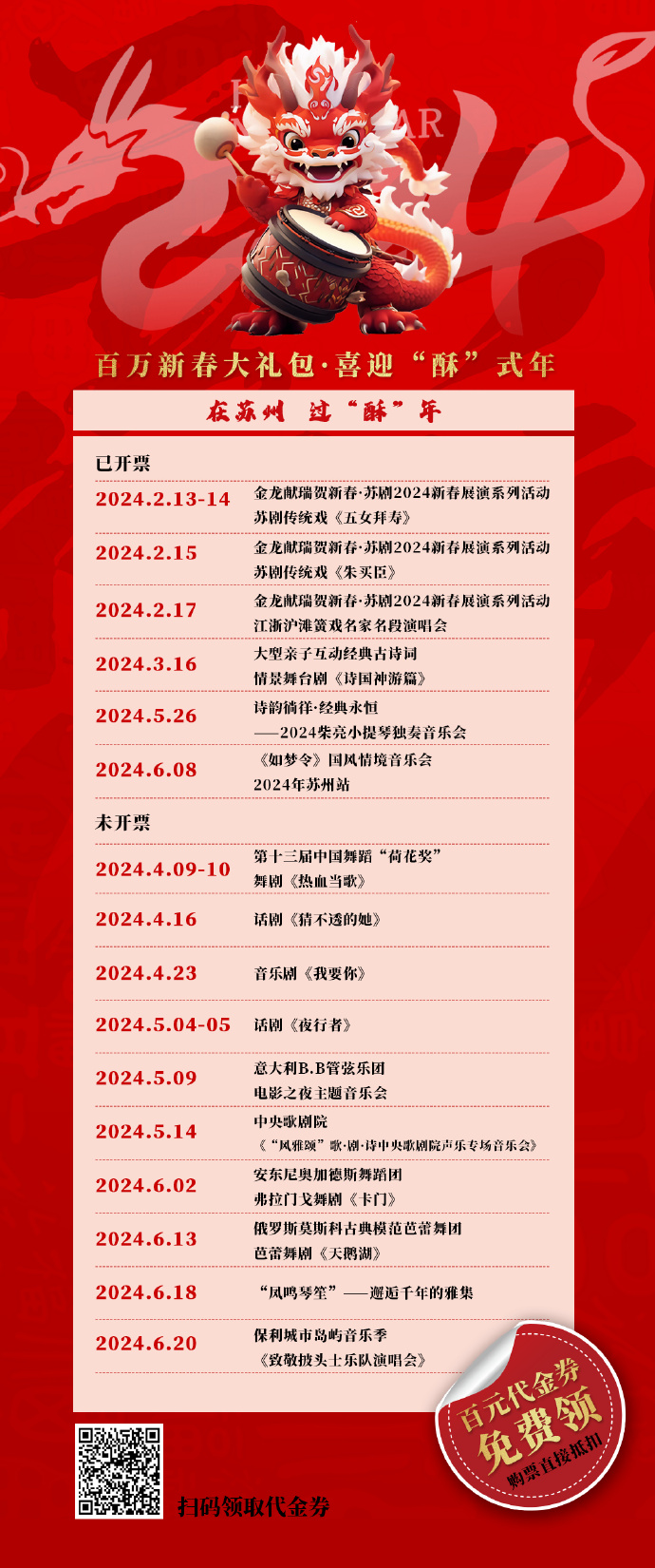 苏州保利大剧院百万代金券大放送